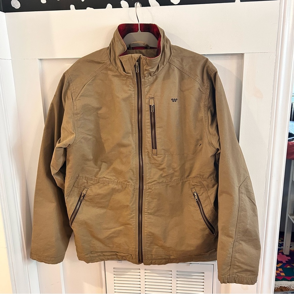 King Ranch Men's Large Brown Chore Field Jacket buffalo check Flannel Lined